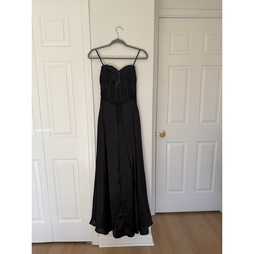 Y2K Corset Whimsigoth/Whimsygoth Black Satin Gown - Picture 3 of 7